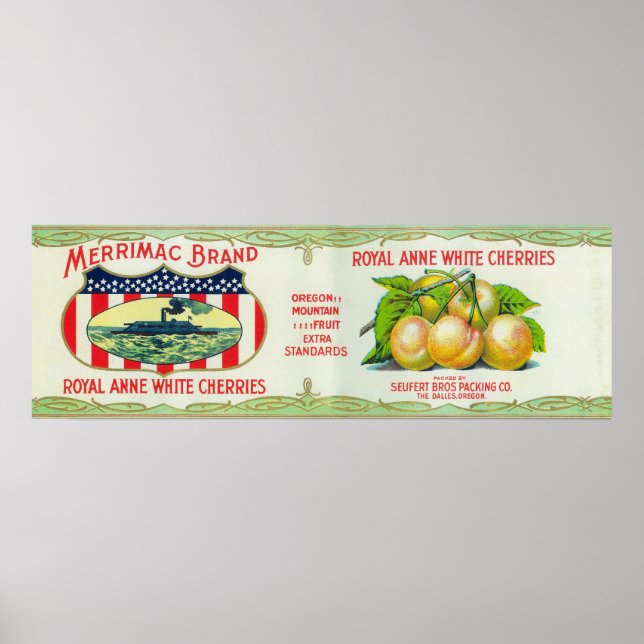 The Dalles, Oregon - Merrimac White Cherries Poster (Vorne)