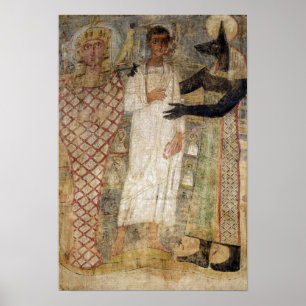 The deceased and his mummy protected by Anubis Poster
