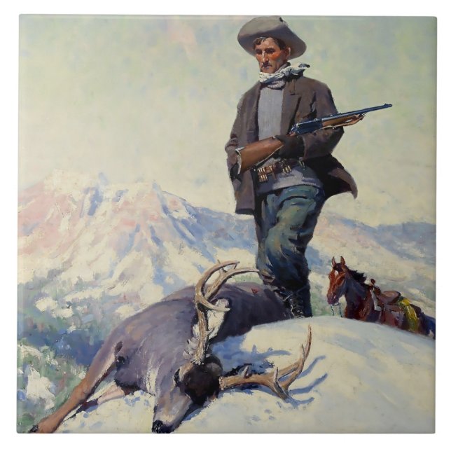 "The Deer Hunter" von W. Herbert Dunton Fliese (Vorderseite)