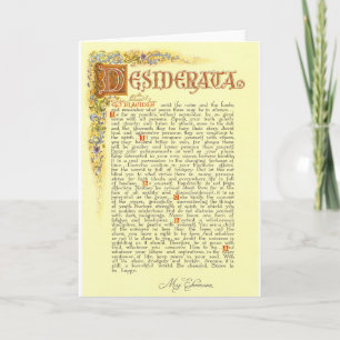 The Desiderata Poem by Max Ehrmann Karte