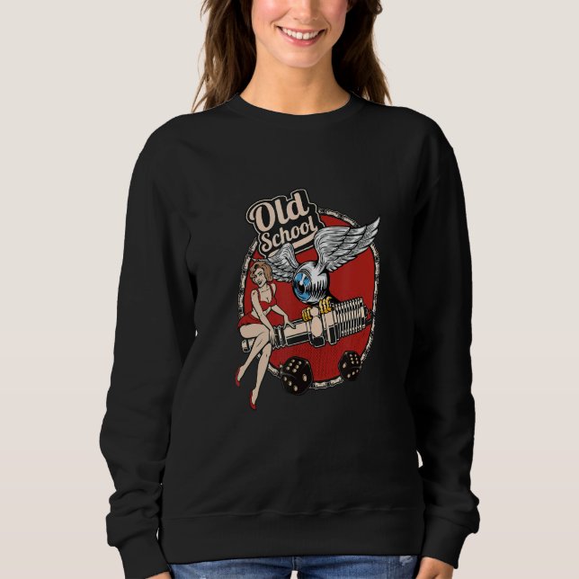 The Dirty Gringo Rat Rod Sexy Pin Up on Spark Plug Sweatshirt (Vorderseite)
