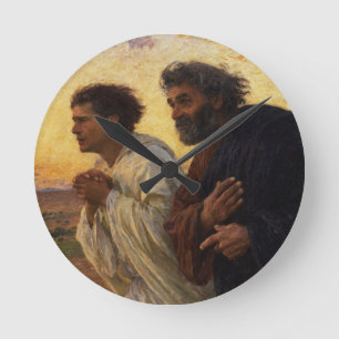 The Disciples Peter and John Running Runde Wanduhr