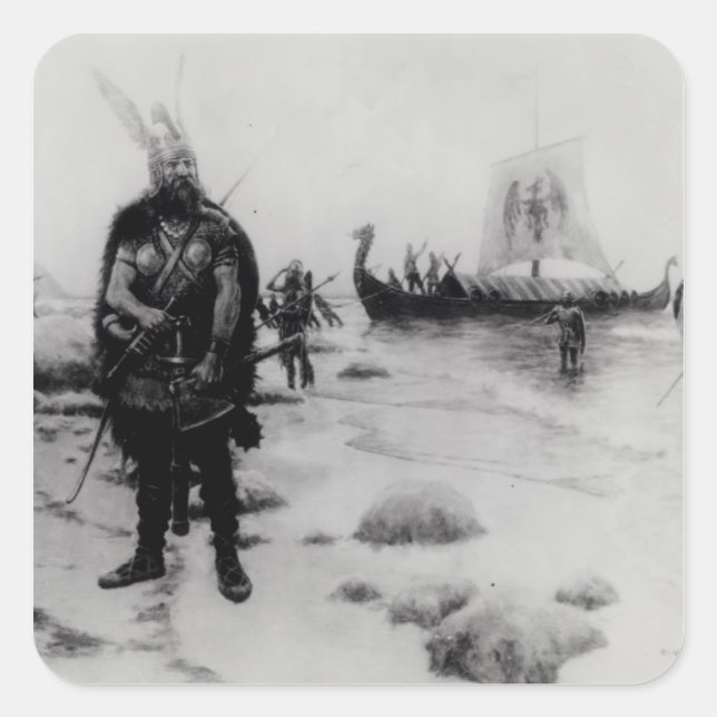 The Discovery America von Leif Eriksson Quadratischer Aufkleber (Vorderseite)