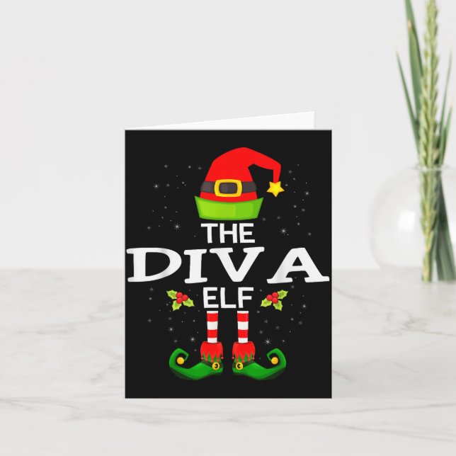 The Diva Elf Christmas Family Matching Pajama  Karte (Vorderseite)