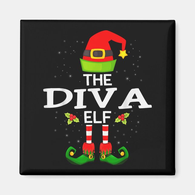 The Diva Elf Christmas Family Matching Pajama  Magnet (Vorne)
