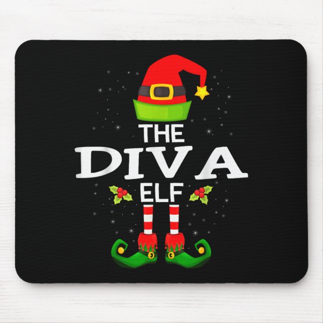 The Diva Elf Christmas Family Matching Pajama  Mousepad (Vorne)
