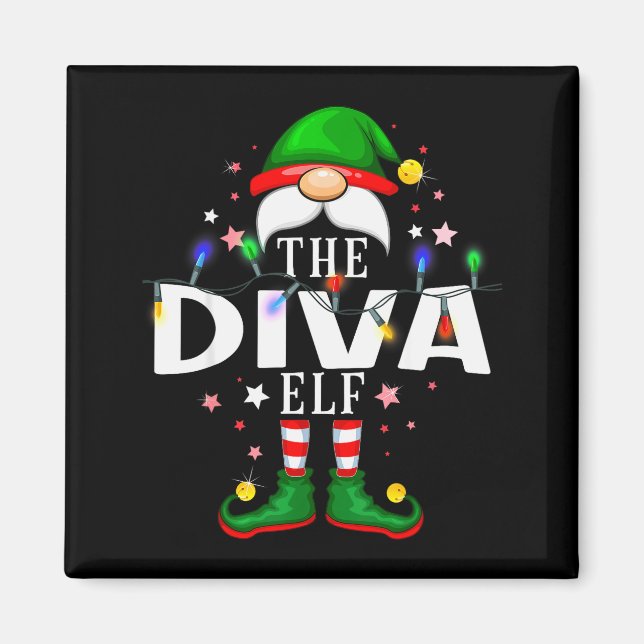 The Diva Elf Christmas Family Pajama Party  Magnet (Vorne)