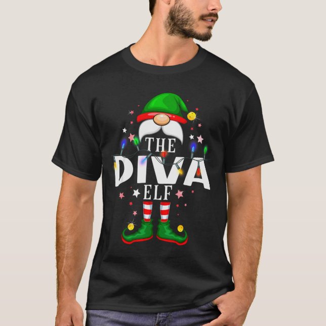 The Diva Elf Christmas Family Pajama Party  T-Shirt (Vorderseite)