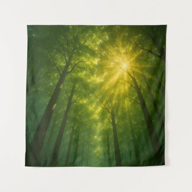 The Divine Light Path: Cathedral of the Emerald Fo Wandteppich (Vorderseite)