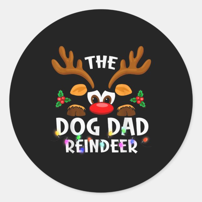 The Dog Dad Reindeer Christmas Men Women  Runder Aufkleber (Vorderseite)