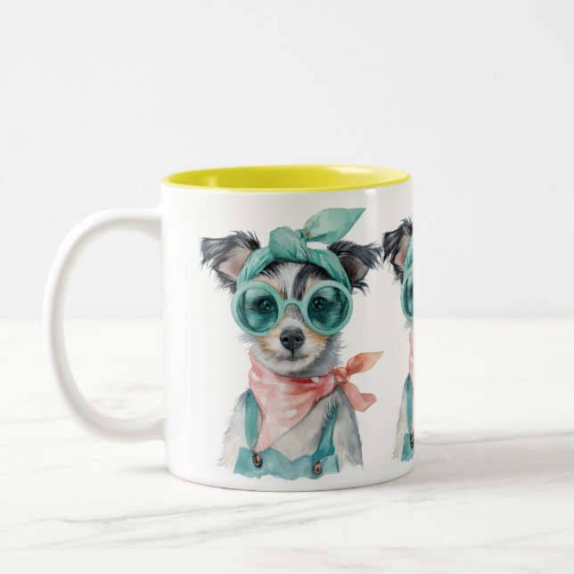 The Dog Made Me Do It – Funny Pet Lover  Zweifarbige Tasse (Links)