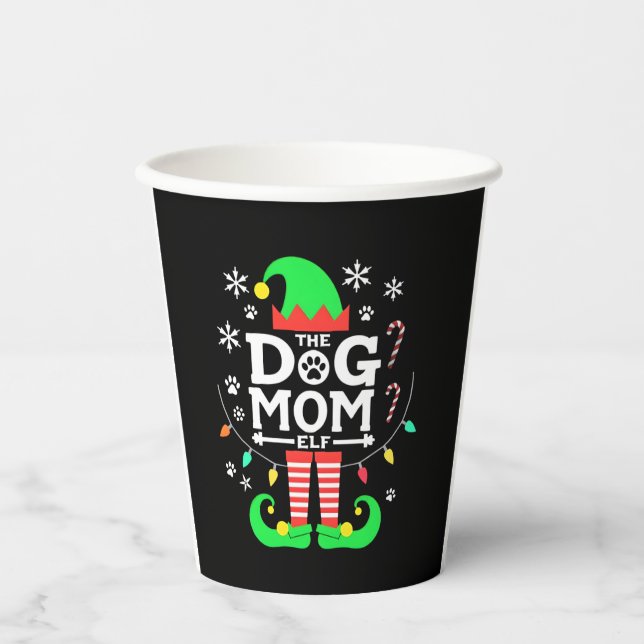 The Dog Mom Elf Xmas Funny Dogs lover Christmas Do Pappbecher (Vorderseite)