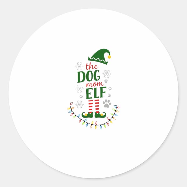 The Dog Mom Elf Xmas Funny Dogs lover Christmas Do Runder Aufkleber (Vorderseite)