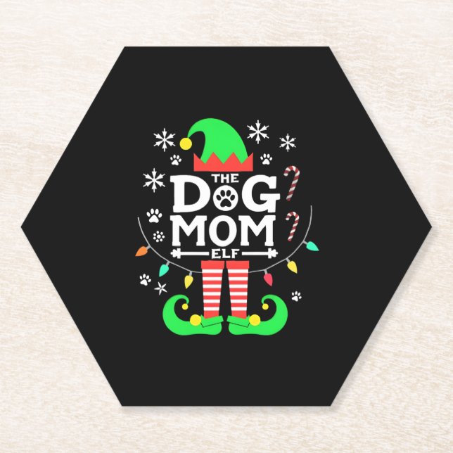 The Dog Mom Elf Xmas Funny Dogs lover Christmas Do Untersetzer (Vorderseite)