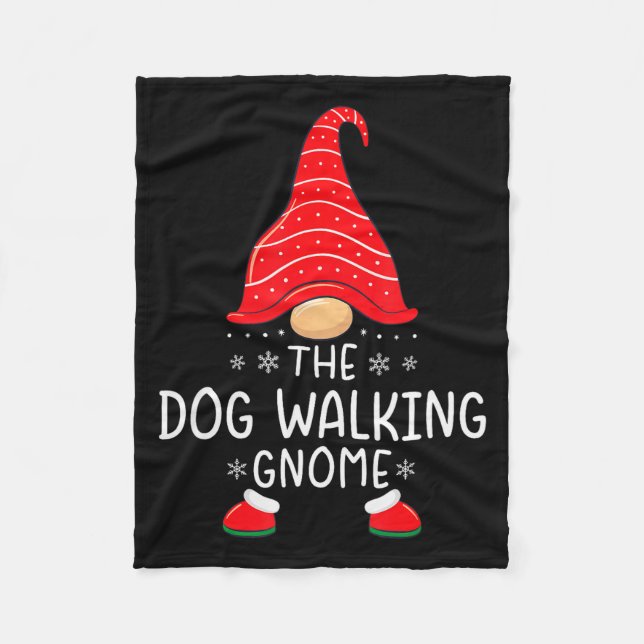 The Dog Walking Gnome Xmas Family Matching Funny C Fleecedecke (Vorderseite)