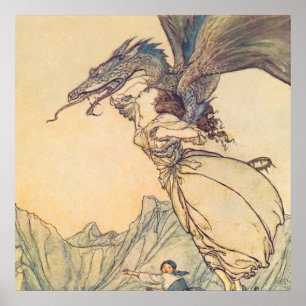 "The Dragon Caught the Queen" von Arthur Rackham Poster