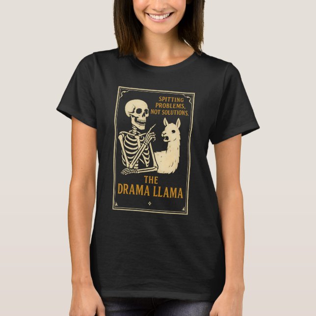 The Drama Llama Skeleton T-Shirt | Funny Gothic (Vorderseite)