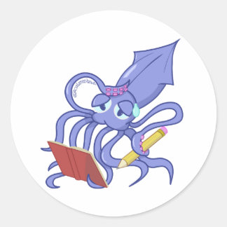 The drawing calamari runder aufkleber