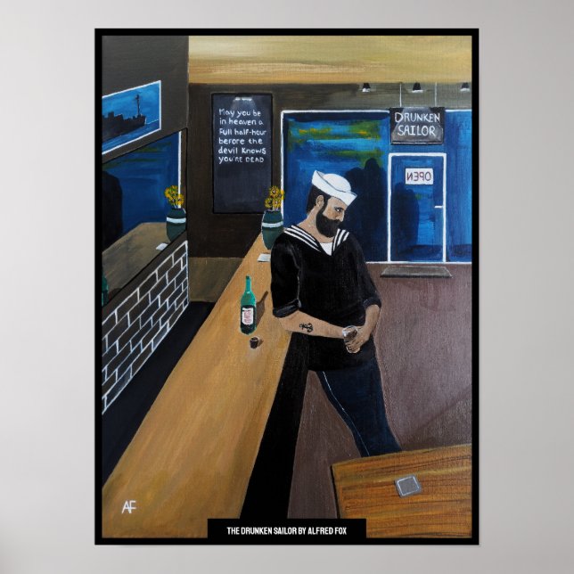 The Drunken Sailor Painting by Alfred Fox Poster (Vorne)