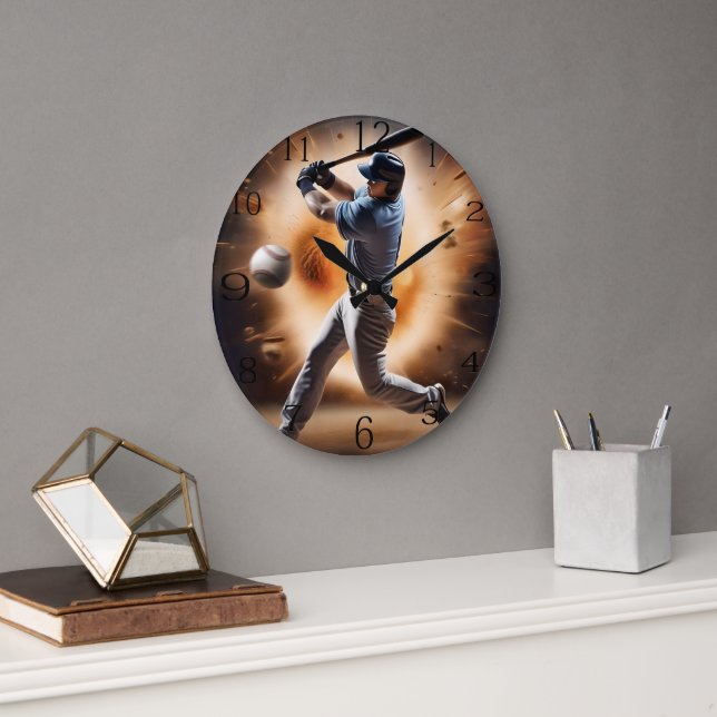 "The Dust Cloud Showdown: A Pitcher's Fury" Große Wanduhr (Büro)