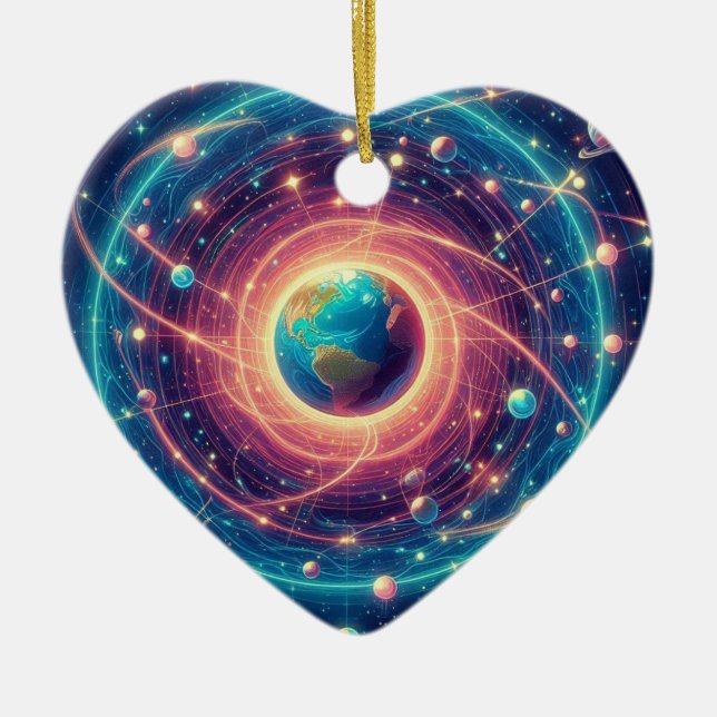 The Earth and It's Aura on a Valentines Day Tree  Keramik Ornament (Vorne)