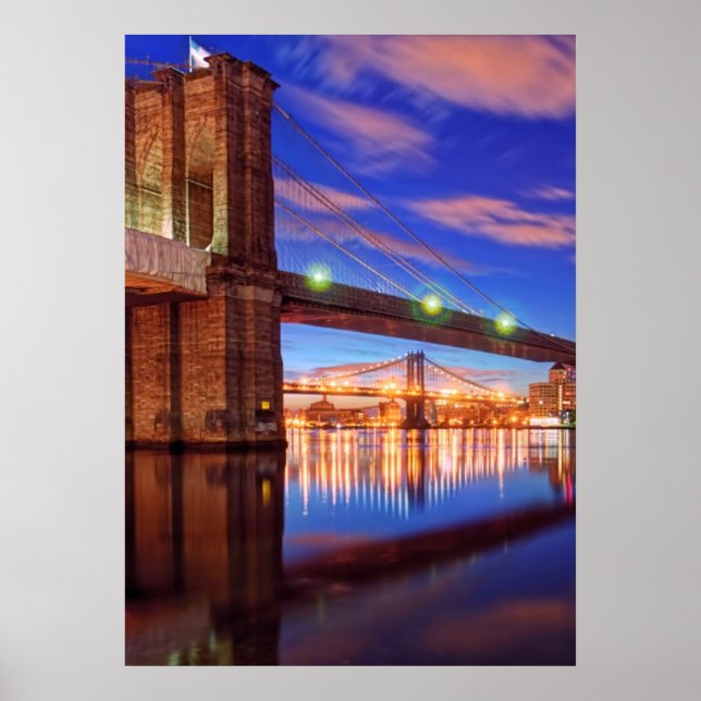 The East River, Brooklyn Bridge, Manhattan Poster (Vorne)