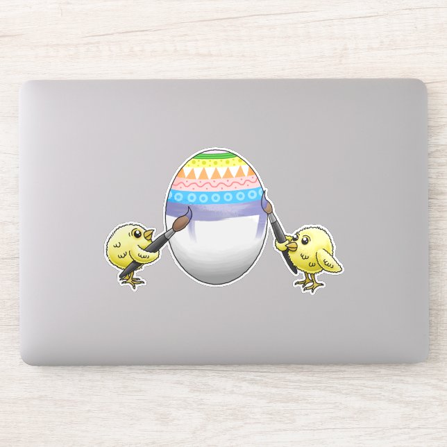 The Easter egg is painted by the chickens Aufkleber (Computer)