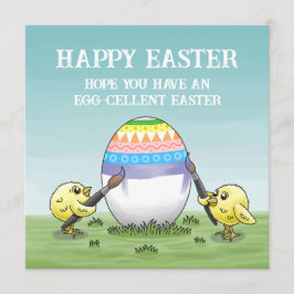 The Easter egg is painted by the chickens Feiertagskarte