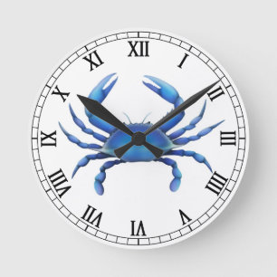 The Eastern Blue Crab Clock Runde Wanduhr
