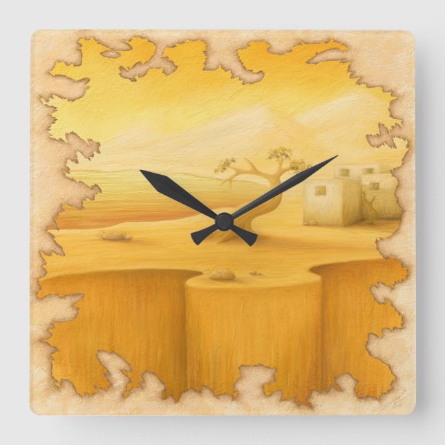 "The Edge of the World" Erlebnismotiv Malerei Quadratische Wanduhr (Vorderseite)