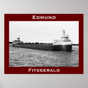 The Edmund Fitzgerald on the St. Clair River (B&W) Poster
