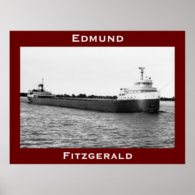 The Edmund Fitzgerald on the St. Clair River (B&W) Poster (Vorne)