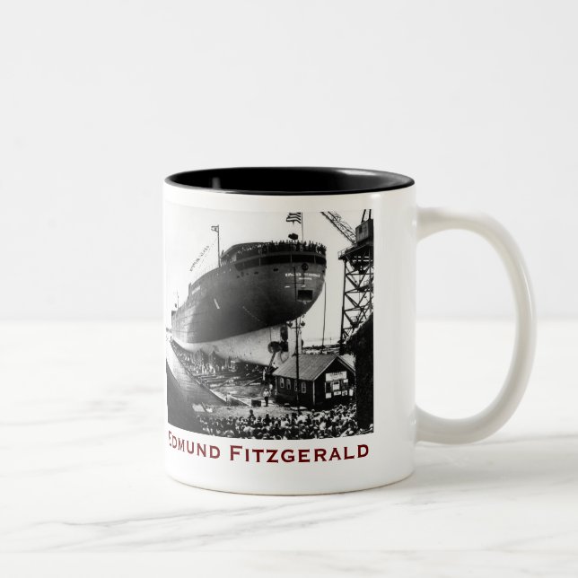 The Edmund Fitzgerald with Crew Names Zweifarbige Tasse (Rechts)