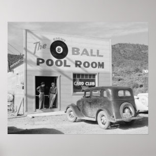 The Eight Ball Pool Room, 1940. Vintage-Foto Poster