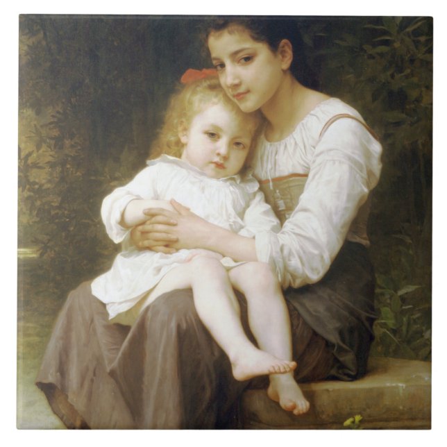 The Elder Sister (von William Bouguereau) Fliese (Vorderseite)