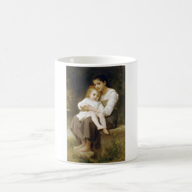 The Elder Sister (von William Bouguereau) Kaffeetasse (Mittel)