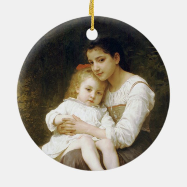 The Elder Sister (von William Bouguereau) Keramik Ornament (Hinten)