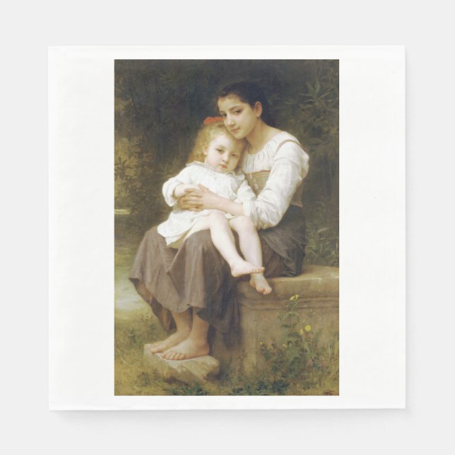 The Elder Sister (von William Bouguereau) Serviette (Vorderseite)