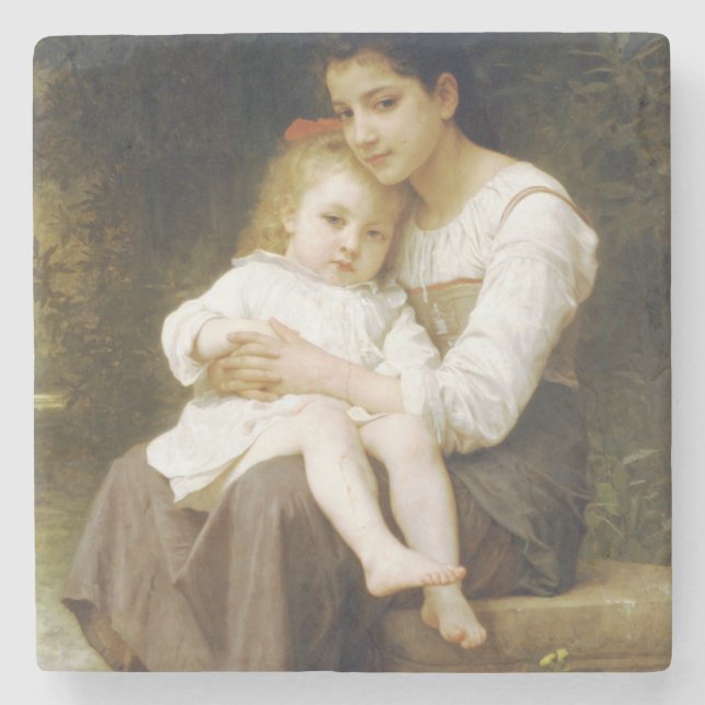 The Elder Sister (von William Bouguereau) Steinuntersetzer (Vorderseite)