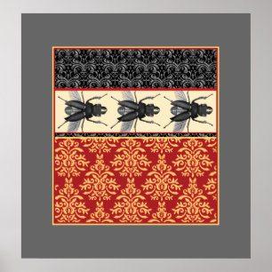 The Elegant Insect - Bug on Brocade Poster
