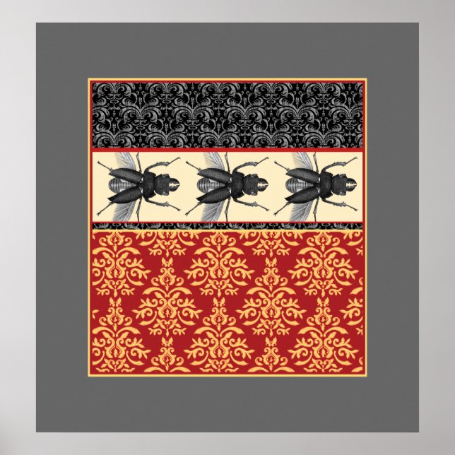 The Elegant Insect - Bug on Brocade Poster (Vorne)