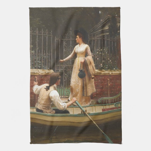 The Elopement (Romantic Date) (von E.B. Leighton) Geschirrtuch (Vertikal)