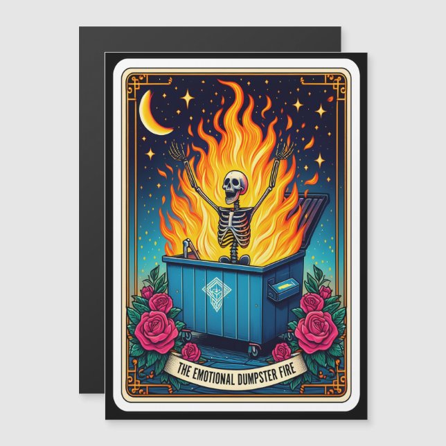 "The Emotional Dumpster Fire" Tarot Card Magnet (Vorne/Hinten)