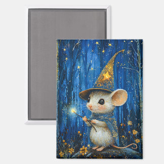 The Enchanted Magician Mouse Fantasy Art Magnet
