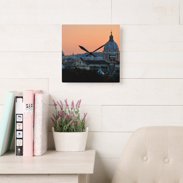 The Eternal Beauty of Rome Quadratische Wanduhr (Lesesaal)