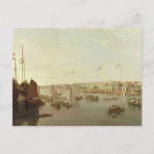 The European Factories, Canton, 1806 (Öl auf Canva Postkarte