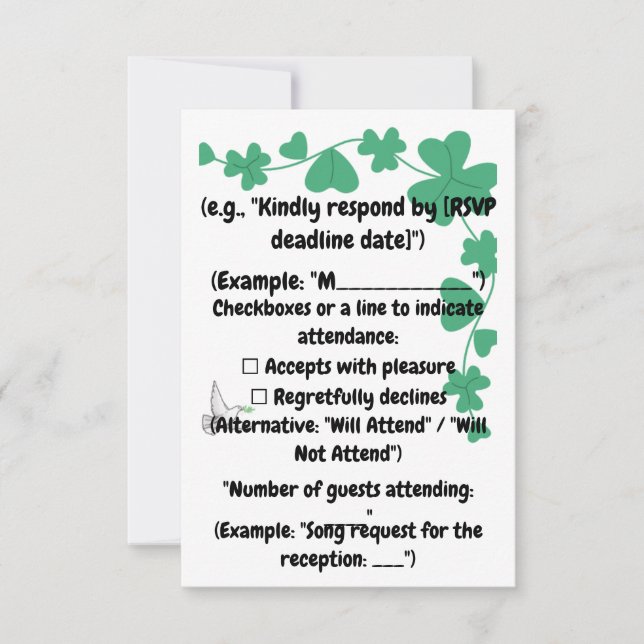 "The Evergreen Elegance" RSVP Karte (Vorderseite)