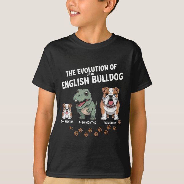 The Evolution Of An English Bulldog Funny  T-Shirt (Vorderseite)