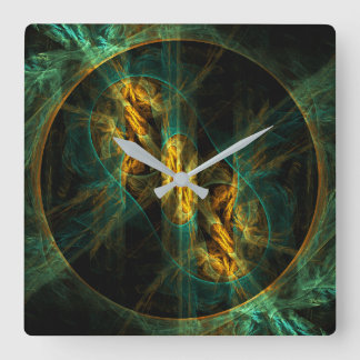 The Eye of the Jungle Abstract Art Square Quadratische Wanduhr