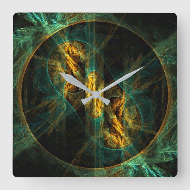 The Eye of the Jungle Abstract Art Square Quadratische Wanduhr (Vorderseite)